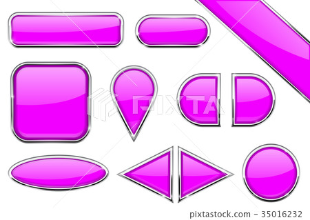 Set of purple glass buttons with metal frame Set of purple glass buttons with metal frame 35016232