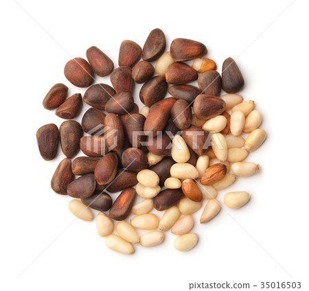Top view of pine nuts Top view of pine nuts 35016503