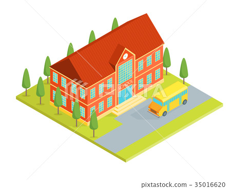 School Building Isometric View. Vector - Stock Illustration [35016620 ...