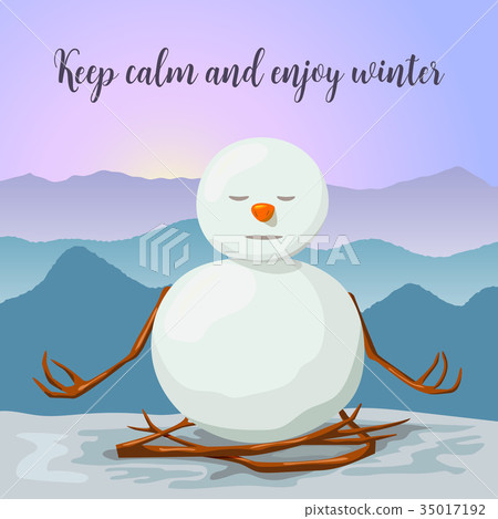 Snowman peaceful and relaxed. yoga lotus posture Snowman peaceful and relaxed. yoga lotus posture 35017192