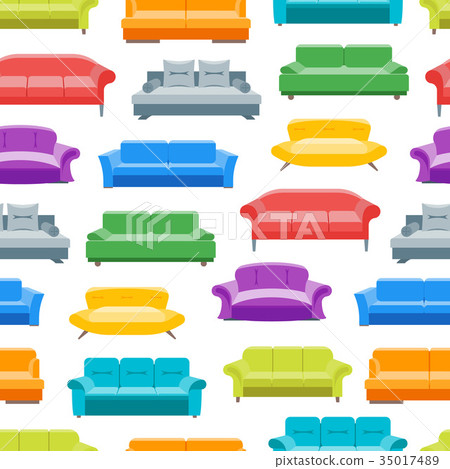 Cartoon Sofa or Divan Background Pattern on a 35017489