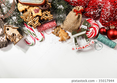 Wonderful bright arrangement of Christmas sweets 35017944