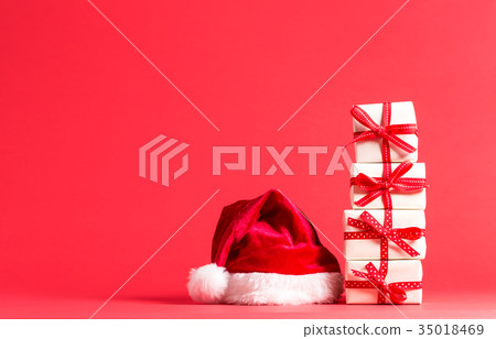 Collection of Christmas present boxes Collection of Christmas present boxes 35018469