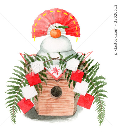 Mirror decoration drawn by watercolor Mirror decoration drawn by watercolor 35020512