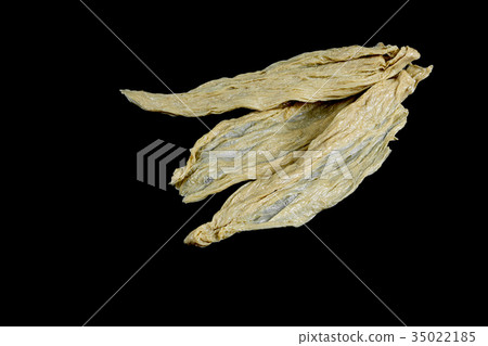dried bean curd on black background 35022185