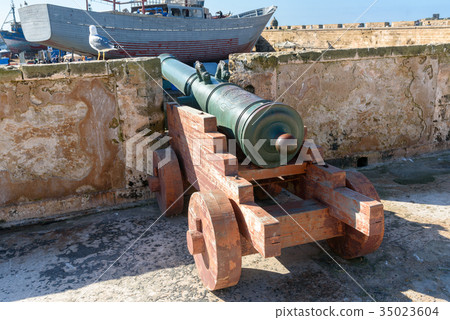 Old cannon in fortress in Essaouira. Morocco 35023604