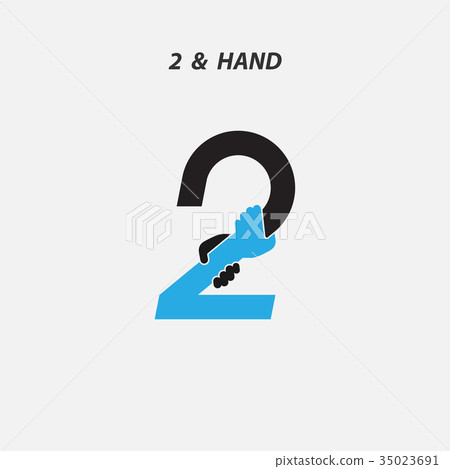 Creative 2- Number icon abstract and hands icon Creative 2- Number icon abstract and hands icon 35023691