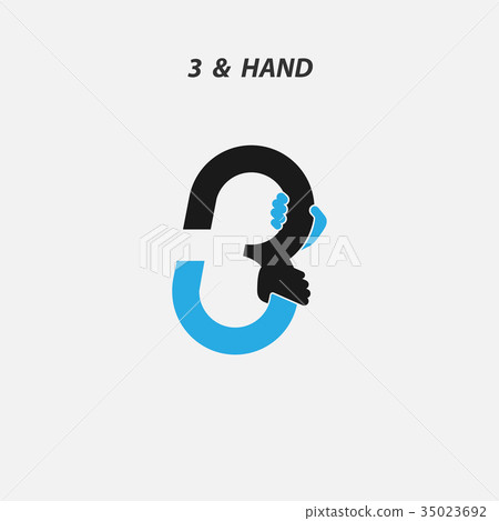 Creative 3- Number icon abstract and hands icon Creative 3- Number icon abstract and hands icon 35023692