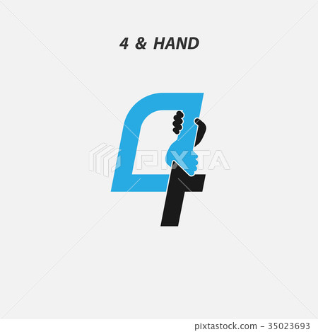 Creative 4- Number icon abstract and hands icon Creative 4- Number icon abstract and hands icon 35023693