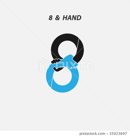 Creative 8- Number icon abstract and hands icon Creative 8- Number icon abstract and hands icon 35023697