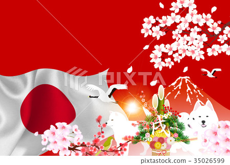 New year's card Japan background New year's card Japan background 35026599
