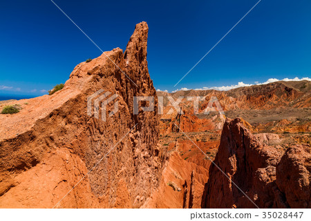 Red rocks under the blue sky in the canyon Skazka 35028447