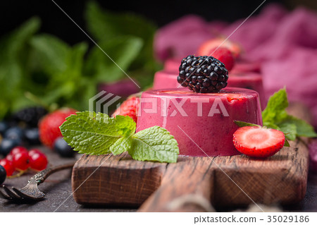 Summer dessert with berries 35029186