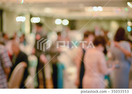Abstract blurred of wedding ceremony in convention hall 35033553