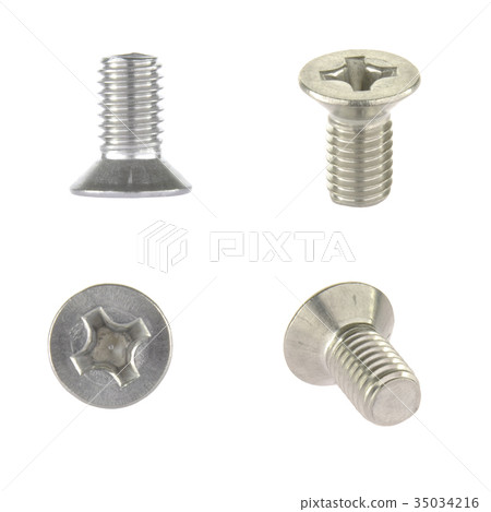 Countersunk phillips head bolt isolated on white 35034216