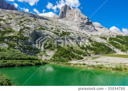 Glacial lake bottom view Lago di Fedaia, Dolomites Glacial lake bottom view Lago di Fedaia, Dolomites 35034788