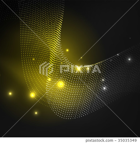 3D illuminated wave of glowing particles 3D illuminated wave of glowing particles 35035349