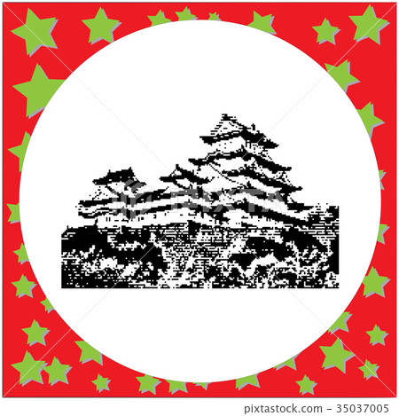 black 8-bit Himeji Castle vector illustration 35037005
