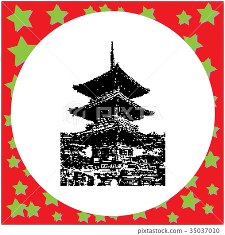 black 8-bit three Storey Pagoda in Kiyomizu Dera black 8-bit three Storey Pagoda in Kiyomizu Dera 35037010