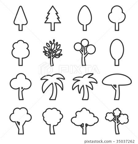 vector of tree line icon set vector of tree line icon set 35037262