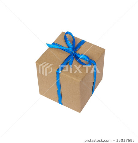 gift parcel box with ribbon bow, isolated on white gift parcel box with ribbon bow, isolated on white 35037693