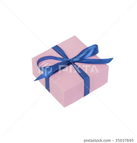 Pink gift box with ribbon bow isolated Pink gift box with ribbon bow isolated 35037695