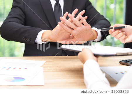 Businessman says no or hold on 35038863