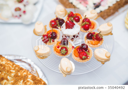 Delicious wedding reception candy bar dessert 35040492