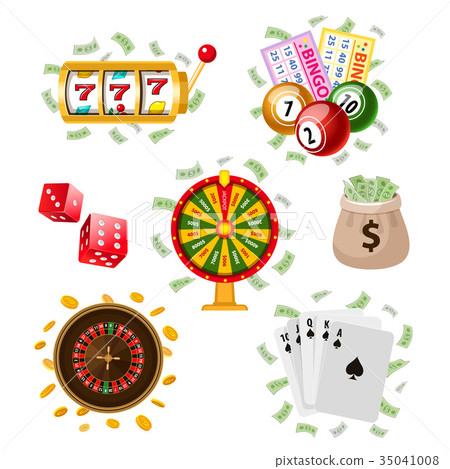 Big set of flat style casino, gambling symbols - Stock ...