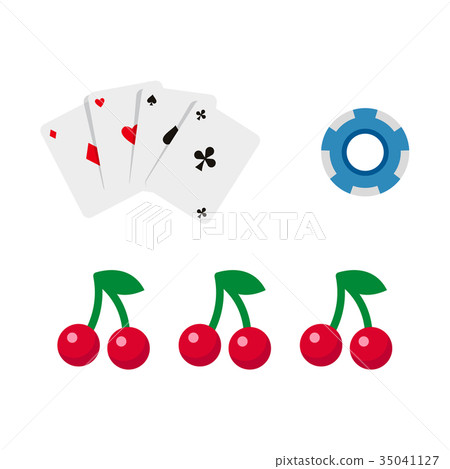 vector flat cartoon casino, gambling symbols set 35041127