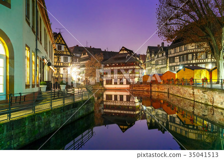 Night Petite France in Strasbourg, Alsace 35041513