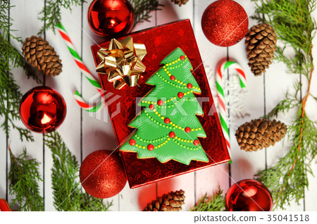 Christmas, New Year Composition with Gingerbread 35041518