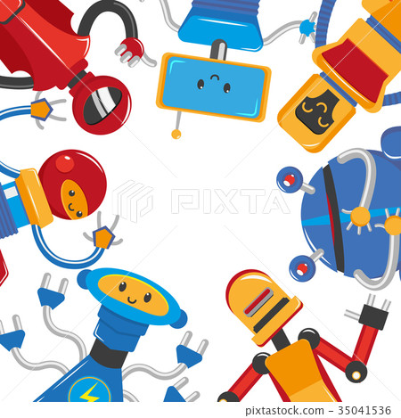 vector flat cartoon funny male robots template 35041536