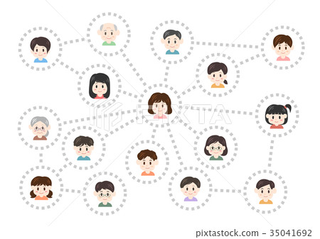 Human relationship network illustration (woman centered) 35041692