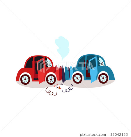 vector flat cartoon car accident isolated 35042133
