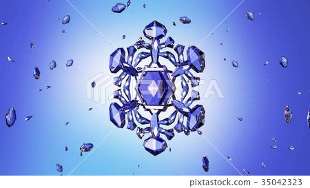 crystal snowflake against blue background 35042323