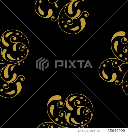 Golden vintage damask decor seamless pattern 35042909