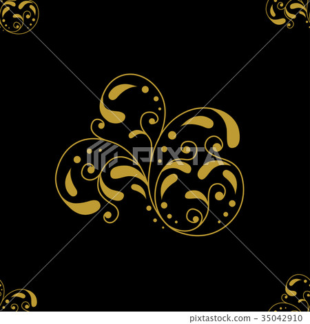 Golden vintage damask decor seamless pattern 35042910