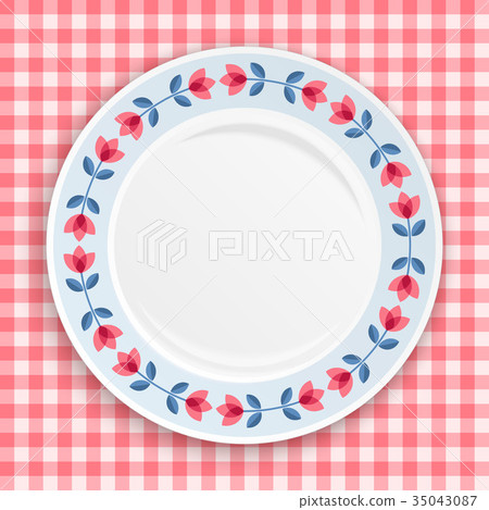 Decorative plate, top view. 35043087
