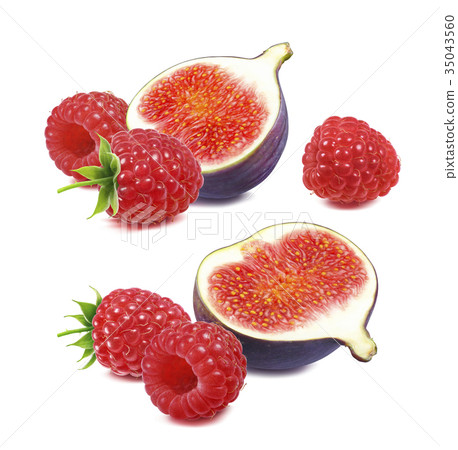 Figs raspberry set isolated on white Figs raspberry set isolated on white 35043560
