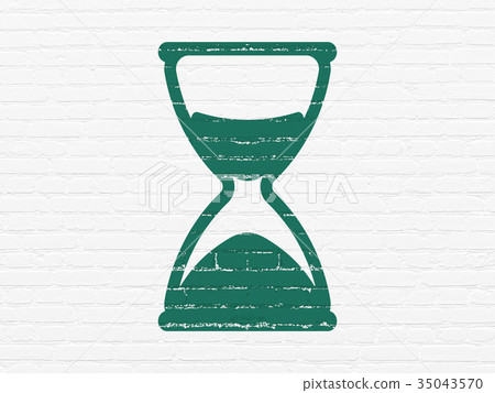 Timeline concept: Hourglass on wall background 35043570