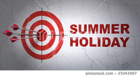 Tourism concept: target and Summer Holiday on wall Tourism concept: target and Summer Holiday on wall 35043997