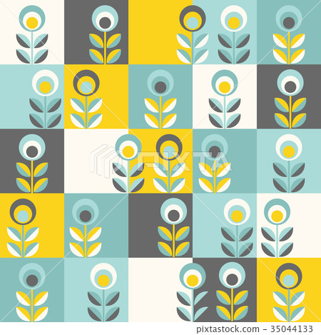 Retro floral pattern, geometric seamless flowers Retro floral pattern, geometric seamless flowers 35044133