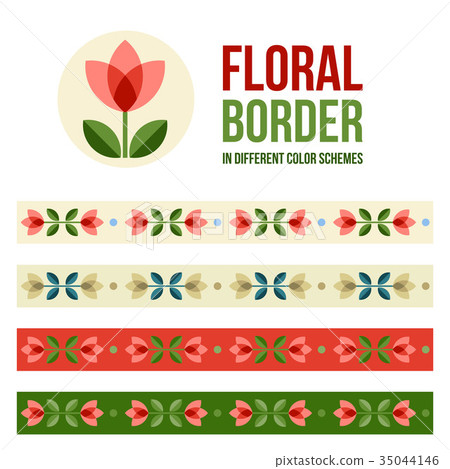 Set of design elements - floral borders Set of design elements - floral borders 35044146