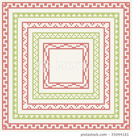 Cross-stitch embroidery - set of borders Cross-stitch embroidery - set of borders 35044181