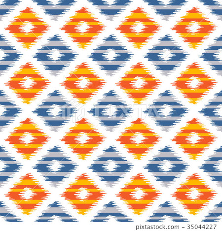 Ikat fabric style, rug texture pattern 35044227