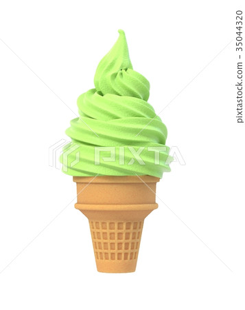 Mint soft ice icecream in wafel cone Mint soft ice icecream in wafel cone 35044320