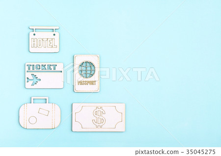 Travel icons on colored background 35045275