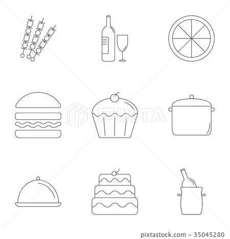 Food icons set, outline style 35045280