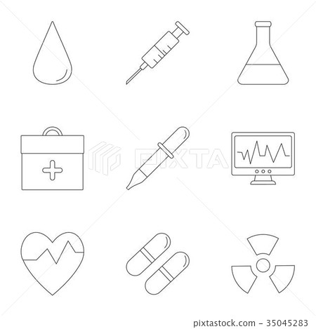 Doctoral icons set, outline style - Stock Illustration [35045283] - PIXTA